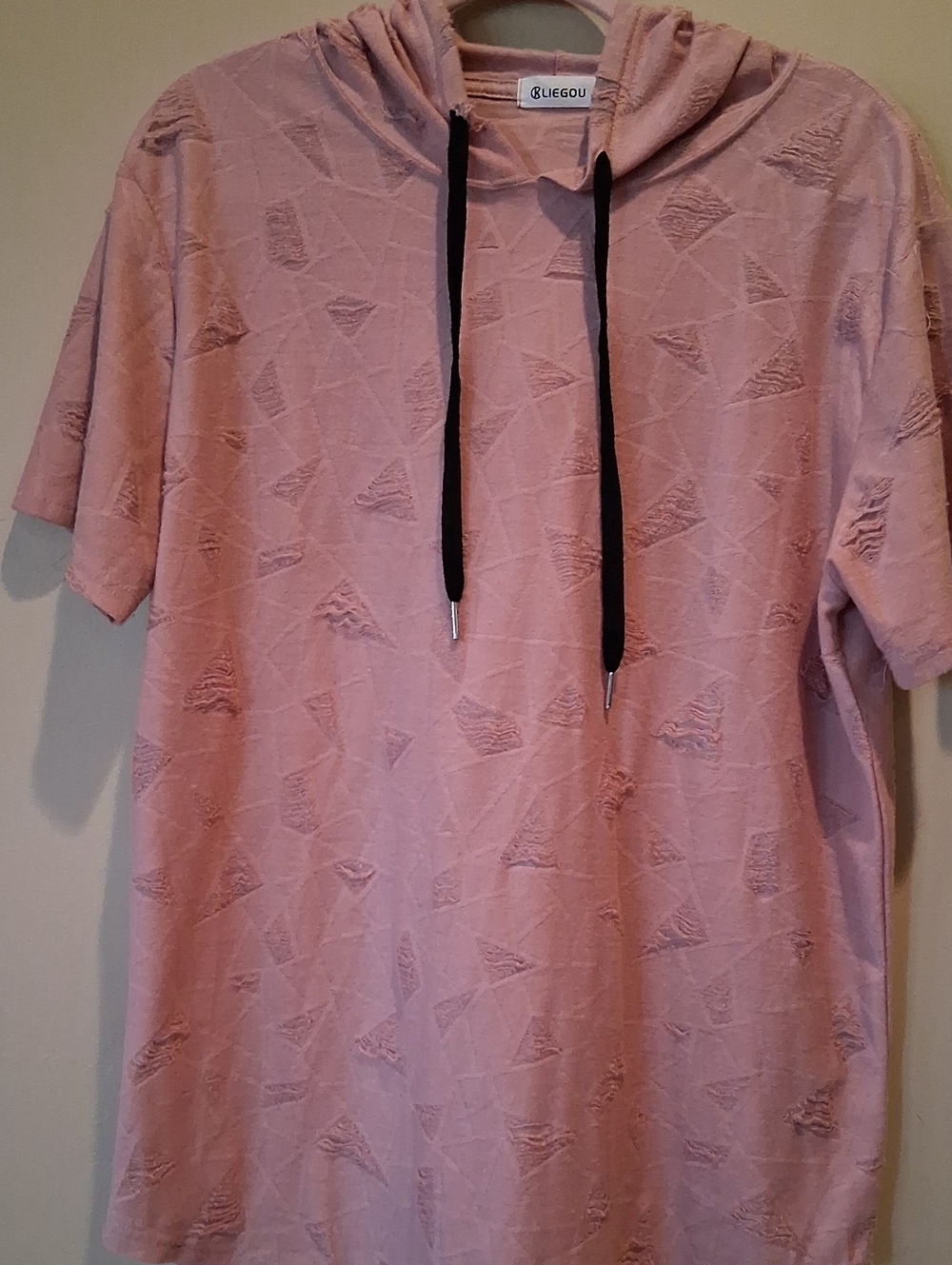 Women’s Pink Hooded Short-Sleeve Sweatshirt by